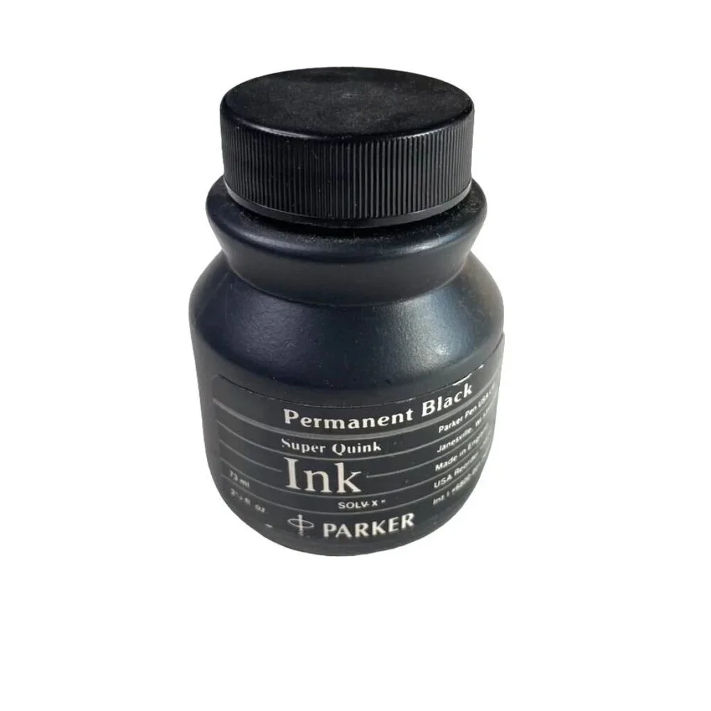 Black India Permanent Drawing Ink Mix Media Parker u Vintage - Picture 2 of 11